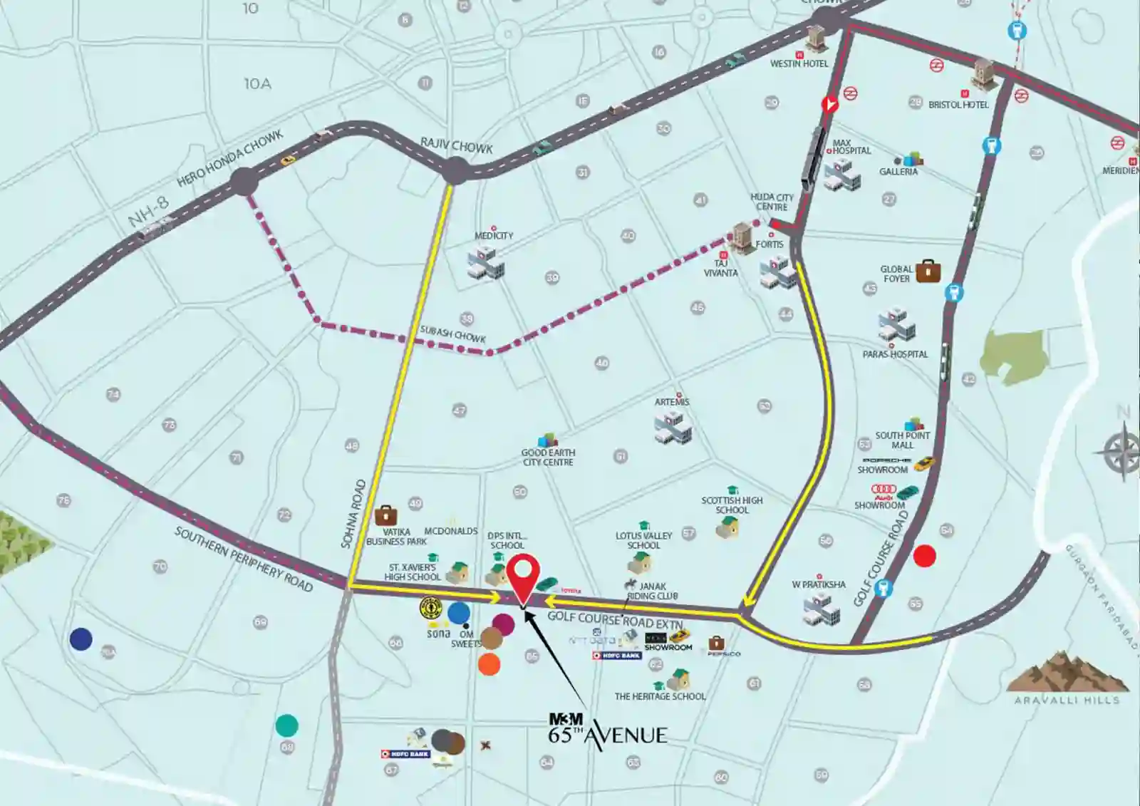 m3m-65th-avenue-location-map