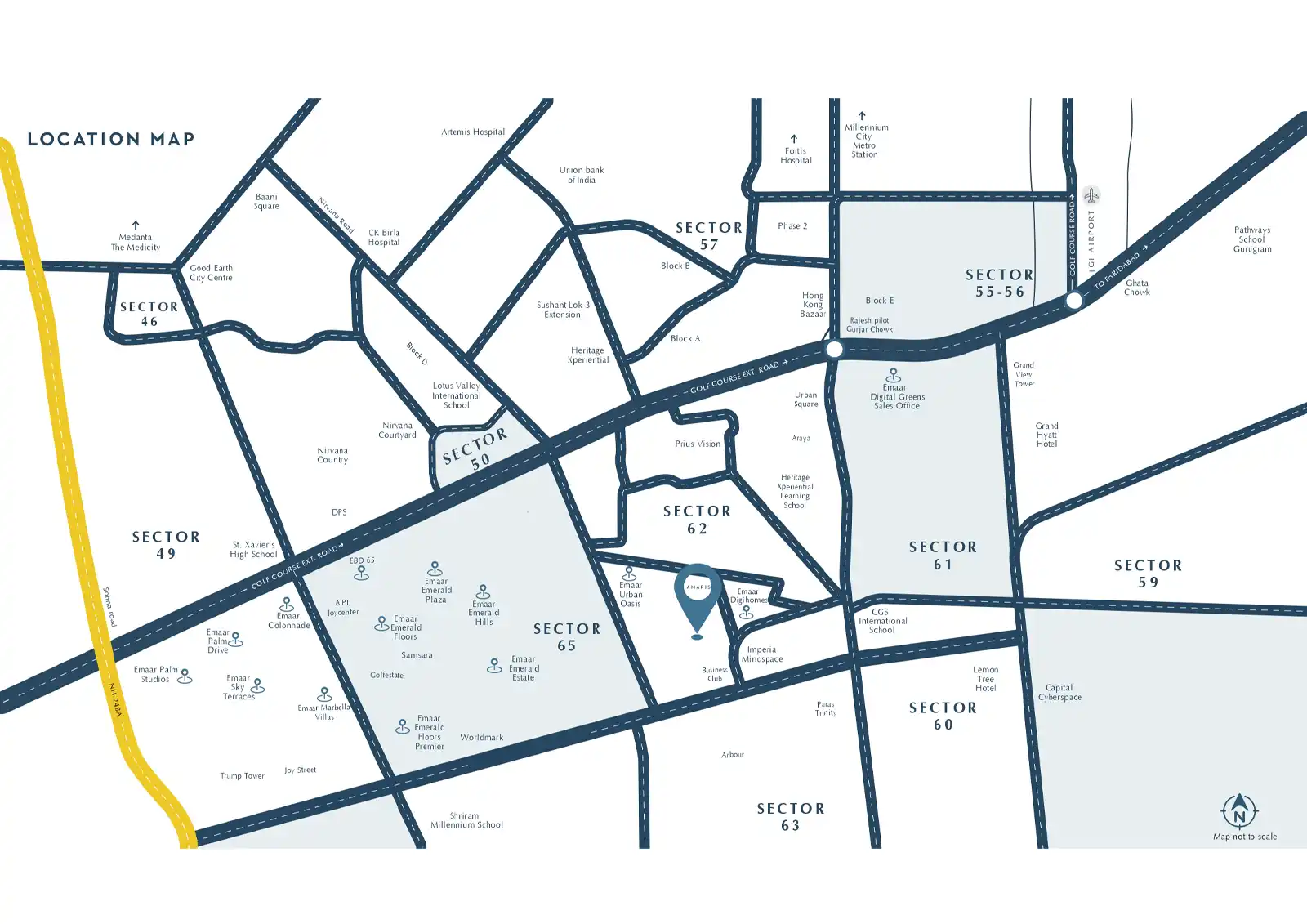 location-map-Emaar Amaris - Best residential property in Gurugram