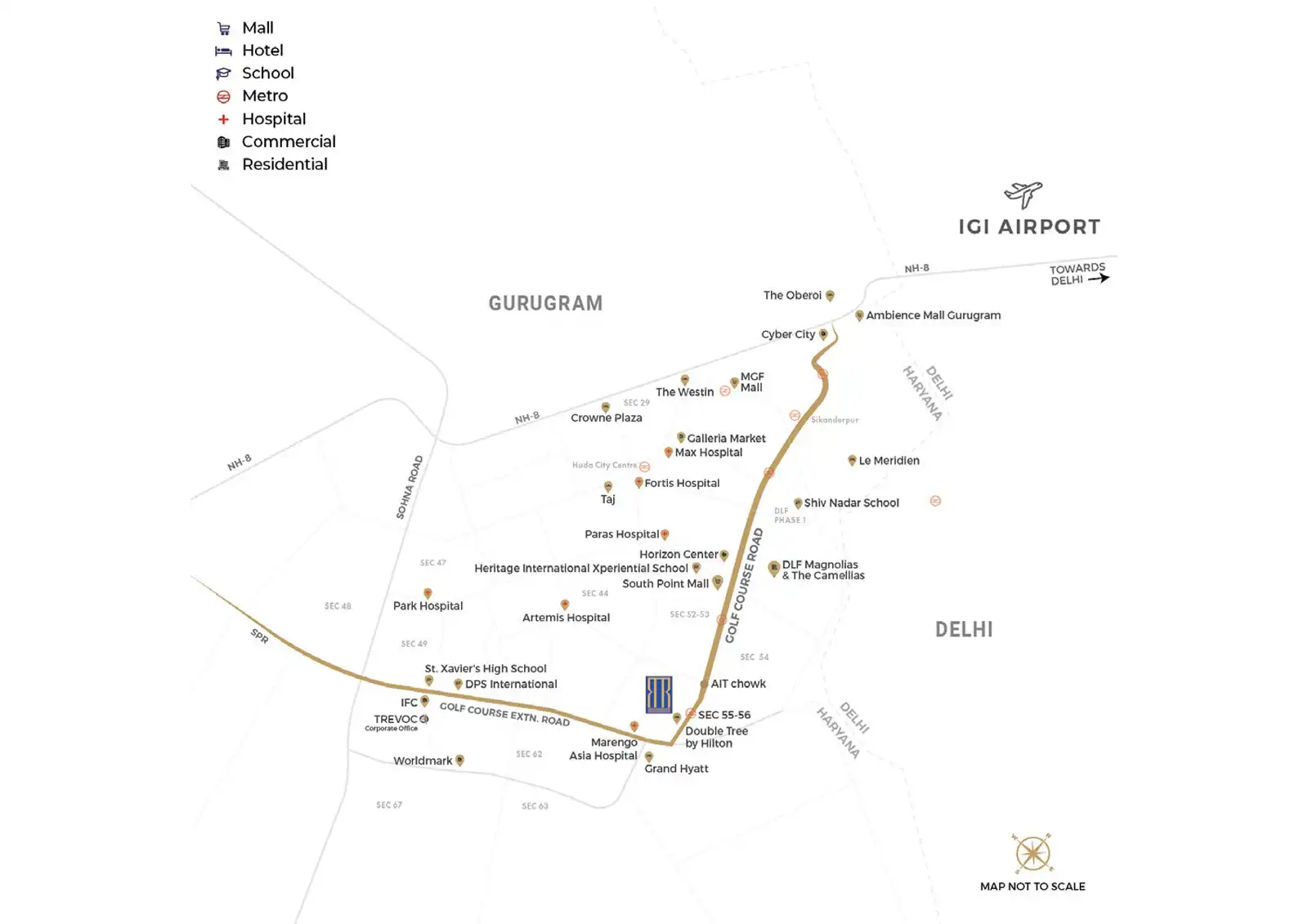 location-map-Trevoc Royal Residences - Residential property in Gurgaon