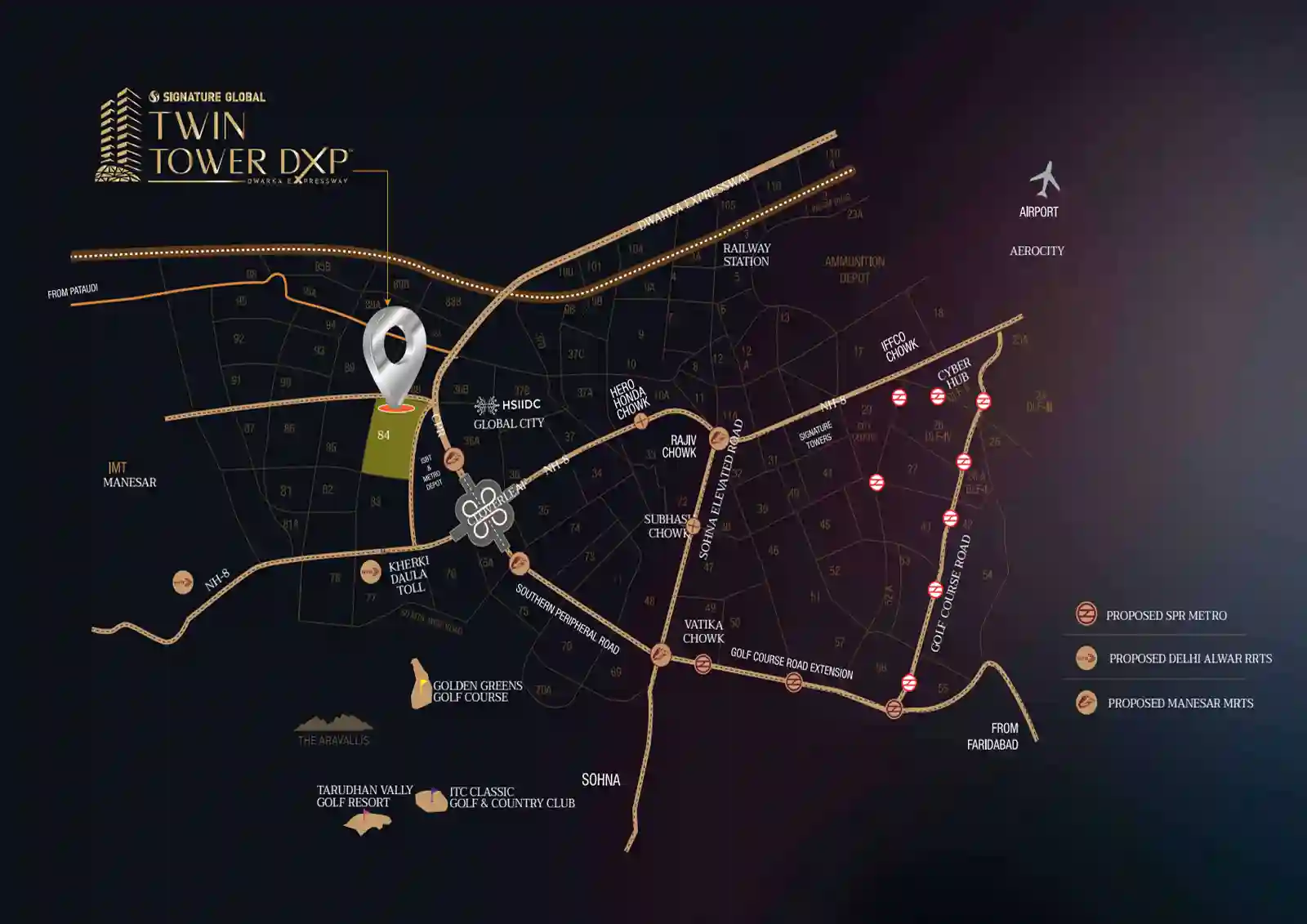 signature-global-twin-tower-dxp-location-map