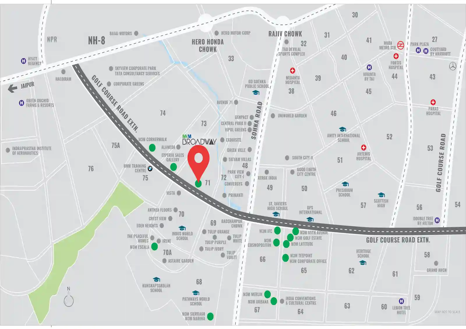 m3m-broadway-location-map