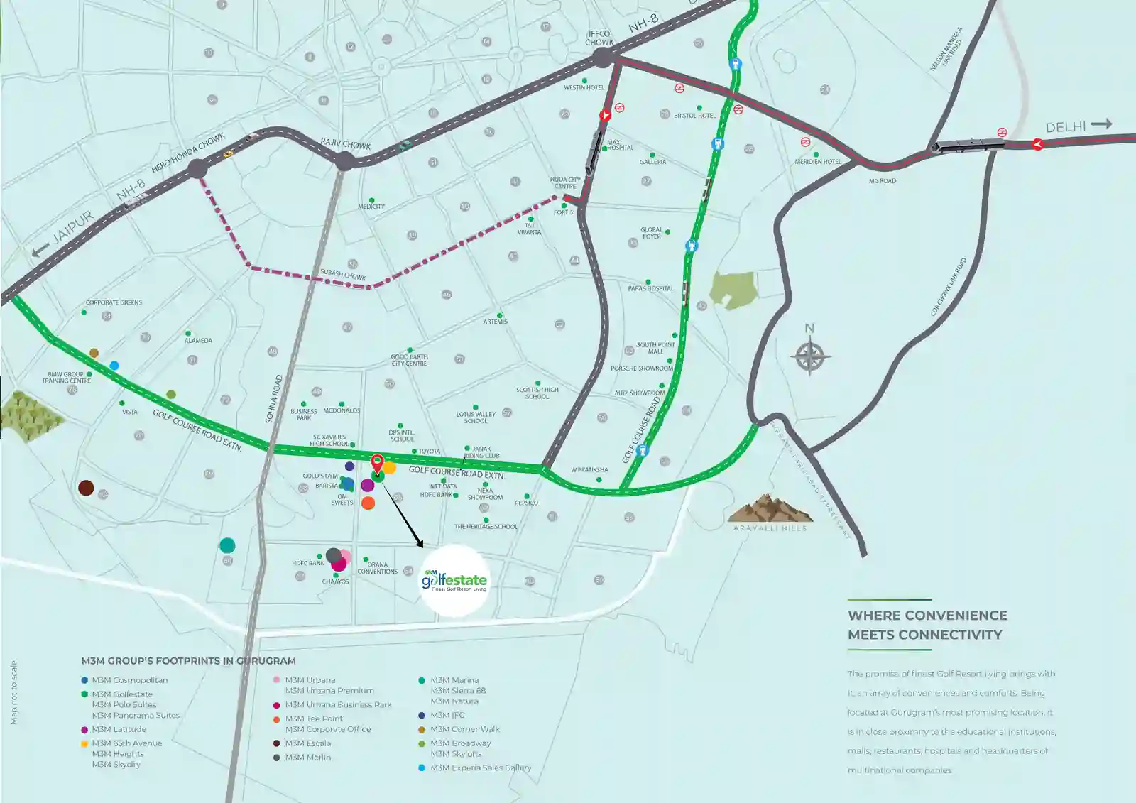 m3m-golf-estate-location-map
