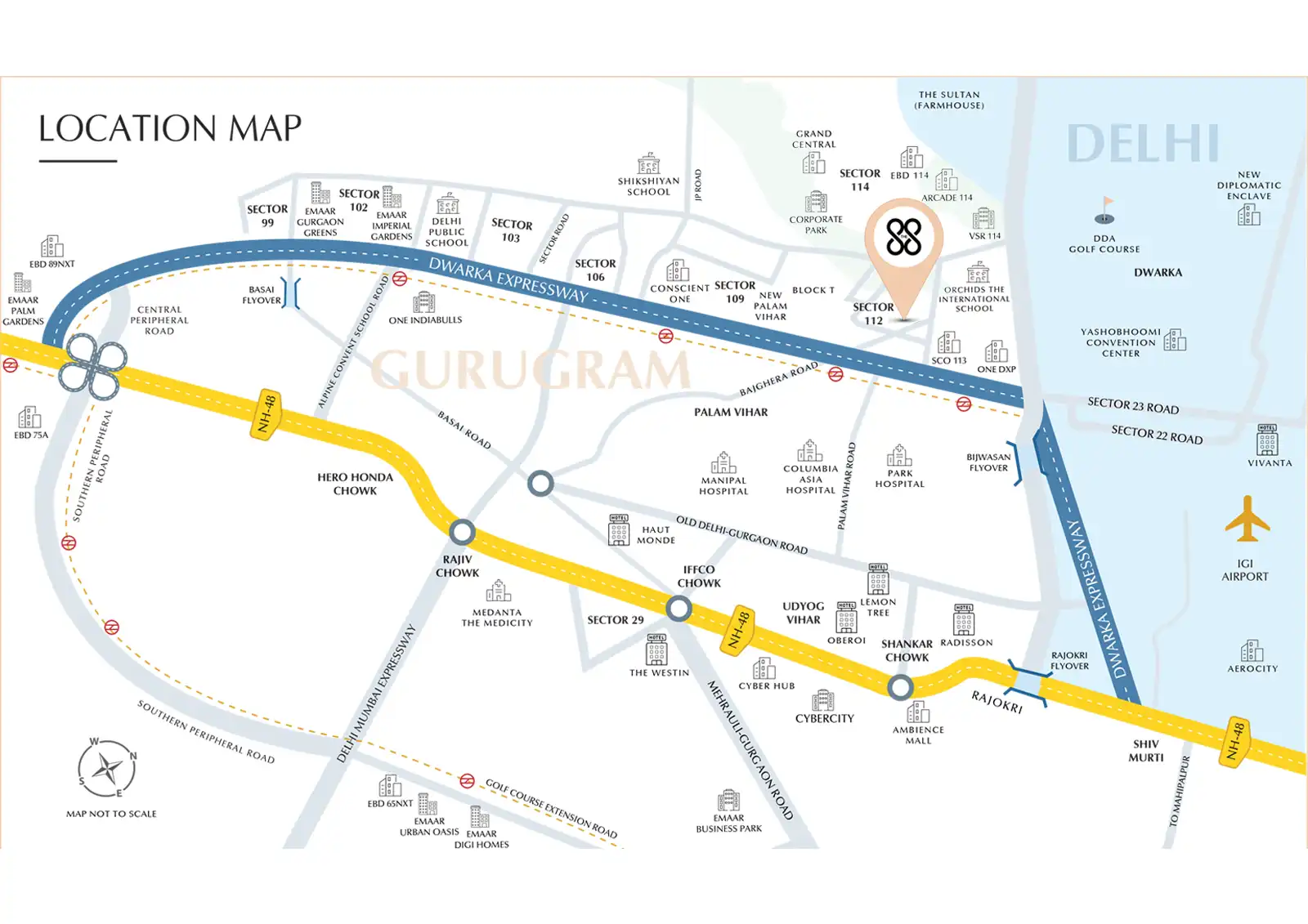 location-map-Emaar The 88 - buy flats in gurgaon