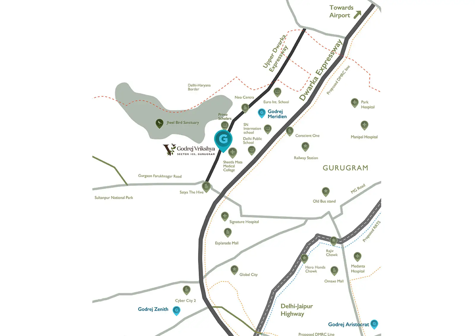 location-map-Godrej Vrikshya - Buy best residential property in Gurugram